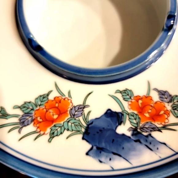 Arita Ware Shiniwa Peony 8" Round Porcelain bowl Ashtray/Vase/Incense Pre-owned - Picture 2 of 8